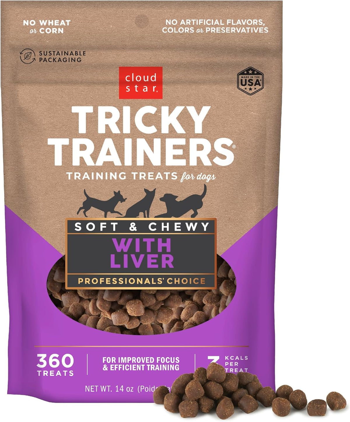 Cloud Star Tricky Trainers Chewy Dog Treats – Whole Grain Soft for Adult & Puppy