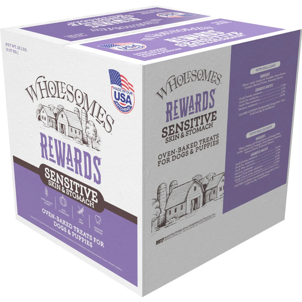 Wholesomes Rewards Sensitive Skin and Stomach Salmon Dog Biscuits 20 lb