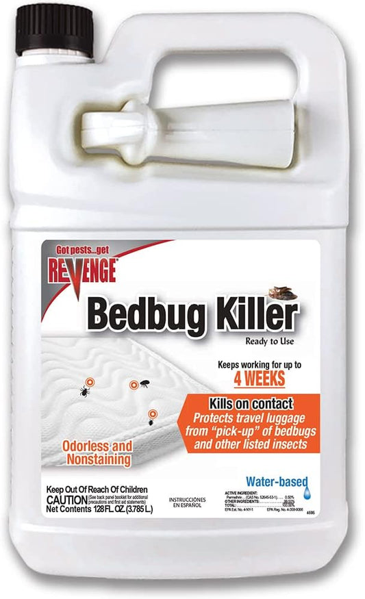 REVENGE Bedbug Killer, 128 oz Ready-to-Use Spray, Long Lasting Odorless Insecticide Formula, Kills on Contact