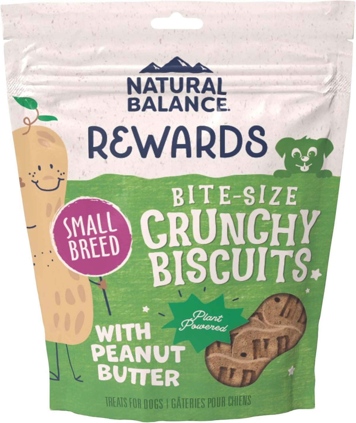 Natural Balance Limited Ingredient Rewards Crunchy Biscuits, Bite-Size Vegetarian Dog Treats for Small-Breed Adult Dogs, Peanut Butter Recipe, 8 Ounce (Pack of 1)