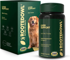 Rooted Owl® Liver Health Supplement for Dogs - Milk Thistle - 60 Vegan Caps