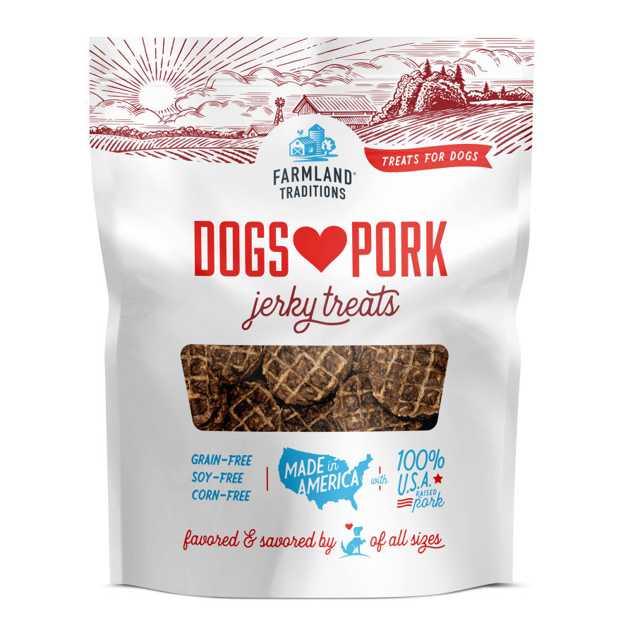 Farmland Traditions New Filler Free Dogs Love Pork Premium Jerky Treats for Dogs