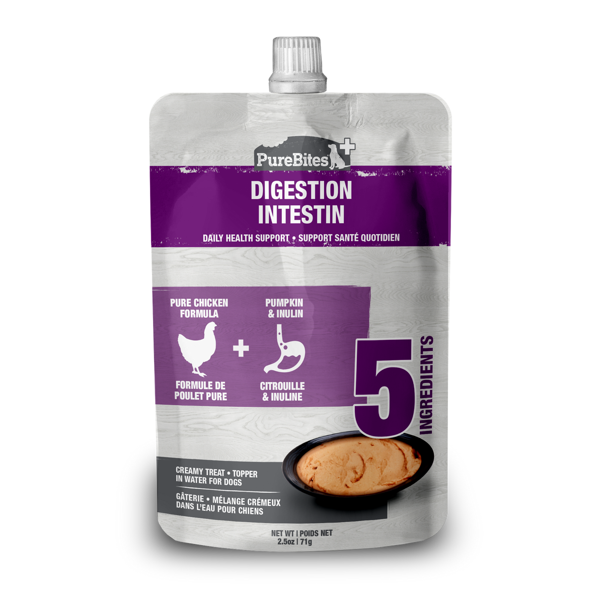PureBites+ Gut & Digestion Squeezables for Dogs, only 5 Ingredients