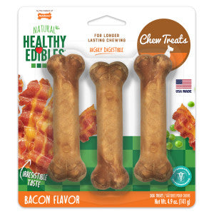 Nylabone Healthy Edibles Natural Dog Chews Long Lasting Bacon Flavor Treats for Dogs