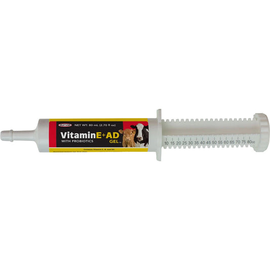 Durvet Vitamin E+AD Gel for Beef & Dairy Cattle – Vitamins A, D3 & E Oral Supplement, 80 mL