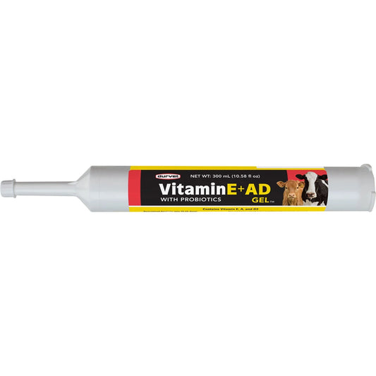 Durvet Vitamin E+AD Gel for Beef & Dairy Cattle – Oral Vitamin A, D3 & E Supplement, 300 mL