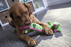goDog Bubble Plush Skinny Dragons Squeaky Plush Dog Toy, Chew Guard Technology - Green