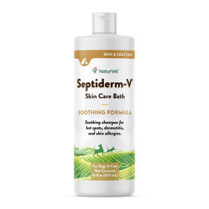 NaturVet Septiderm-V Skin Care Bath Wash for Dogs & Cats – Pet Health Supplement for Dermatitis, Dog Skin Allergies, Itching, Hot Spots – Pet Shampoo