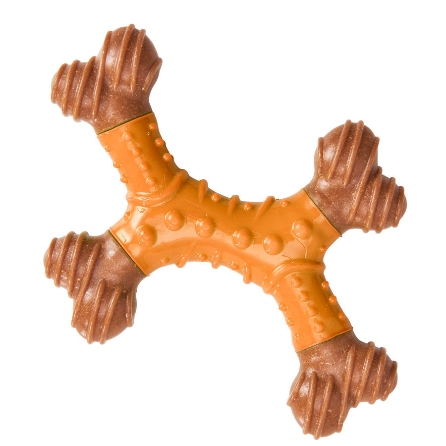 SPOT Bam-Bones Dental Bone - Made with Bamboo Fiber and a Massaging Rubber Center, Durable Oral Care Dog Chew for Light Chewers & Teething Puppies Under 25lbs, Allergen Free Peanut Butter Flavor