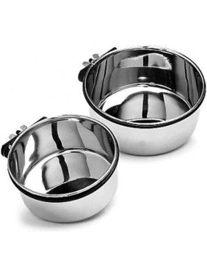 SPOT Coop Cup Bolt Clamp - Stainless Steel Hanging Bowl for Crates, Removable, Chew-Proof Pet Feeding Dish, Ideal for Birds, Parrots, Rabbits, Ferrets, Reptiles