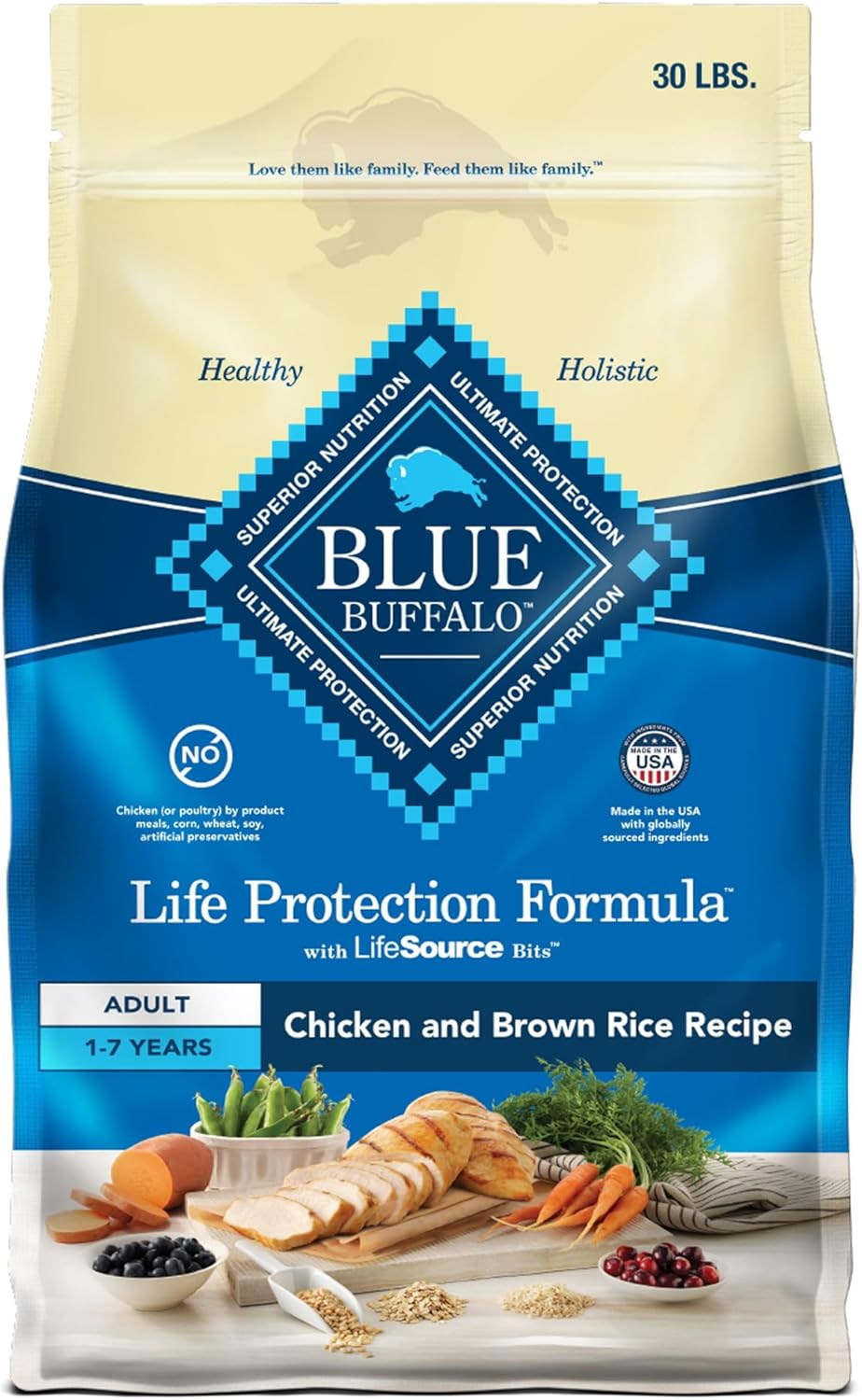 Blue Buffalo Life Protection Formula Adult Dry Dog Food, Helps Build and Maintain Strong Muscles, Made with Natural Ingredients, Chicken & Brown Rice Recipe