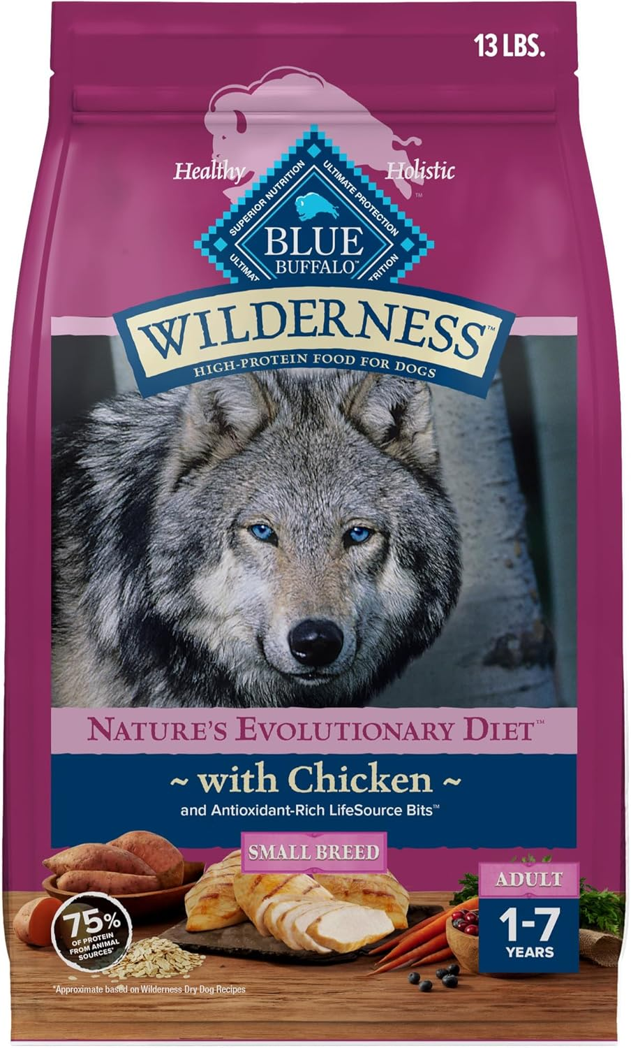 Blue Buffalo Wilderness Adult Small Breed Dry Dog Food Real Chicken with Natural Ingredients