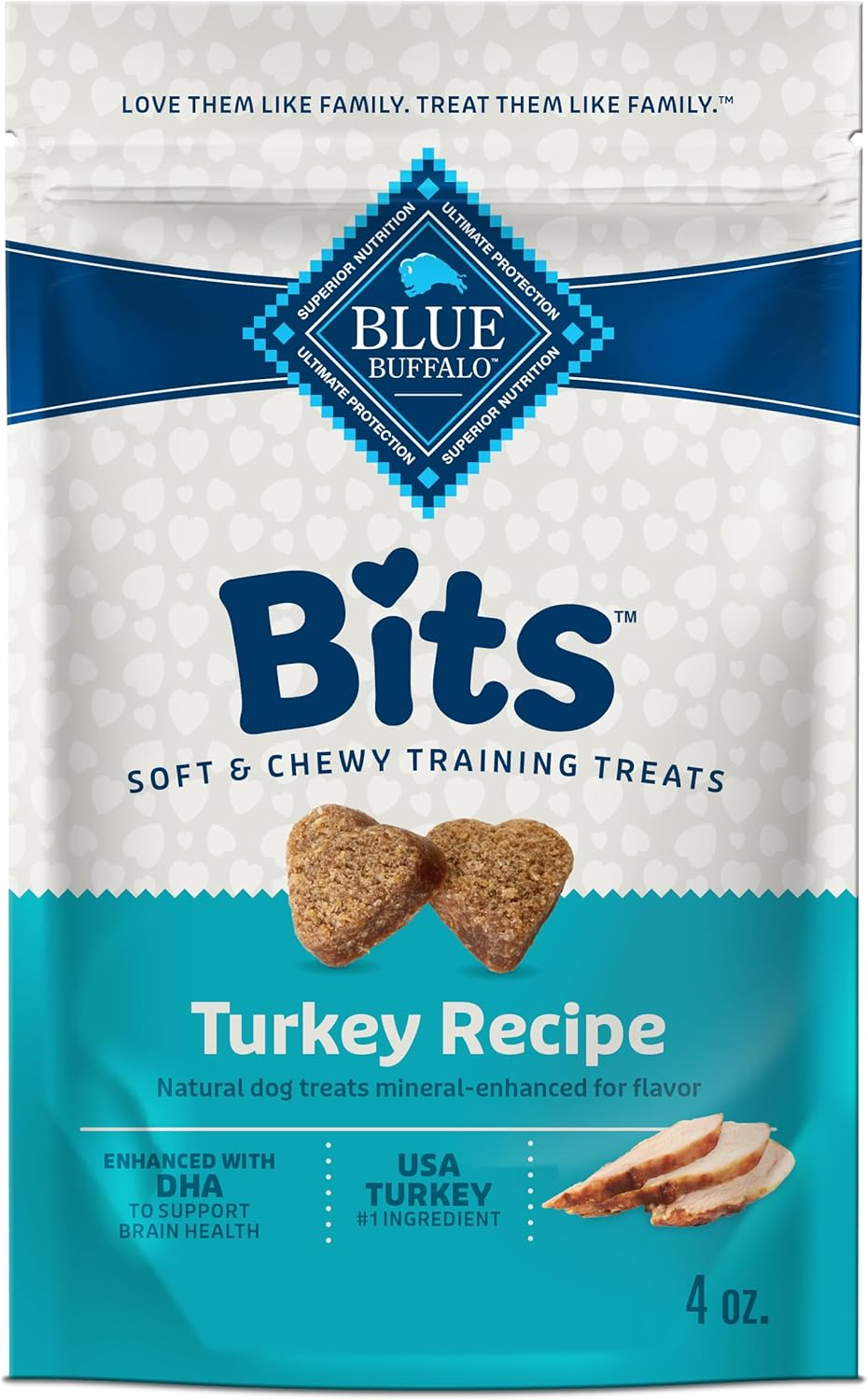 Blue Buffalo Bits Soft Dog Treats for Training, Made With Natural Ingredients & Enhanced with DHA, Turkey Recipe