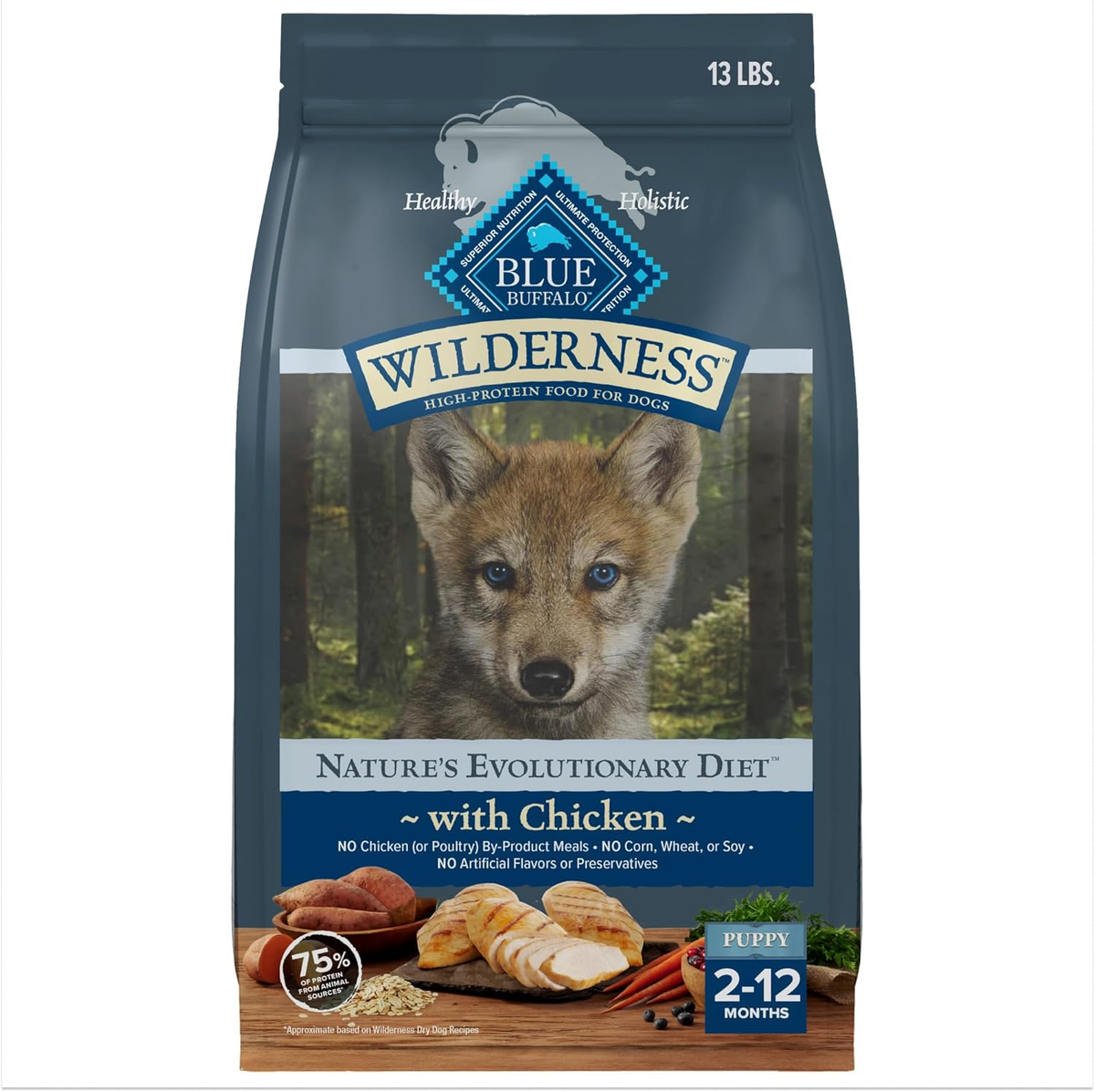 Blue Buffalo Wilderness Puppy High Protein Dry Dog Food With Real Chicken Plus Wholesome Grains, Made in the USA with Natural Ingredients, Chicken