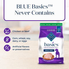 Blue Buffalo Basics Grain-Free Adult Dry Dog Food, Skin & Stomach Care, Limited Ingredient Diet for Dogs, Turkey Recipe