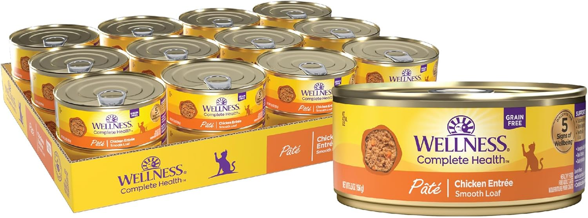 Wellness Complete Health Pate Adult Wet Cat Food, Natural, Protein-Rich, Grain Free