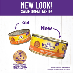 Wellness Complete Health Pate Adult Wet Cat Food, Natural, Protein-Rich, Grain Free