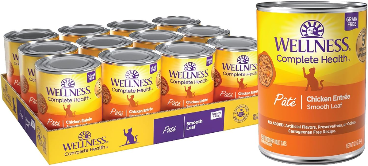 Wellness Complete Health Pate Adult Wet Cat Food, Natural, Protein-Rich, Grain Free