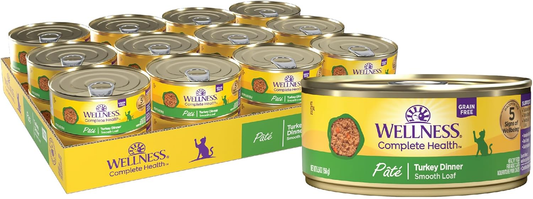 Wellness Complete Health Pate Adult Wet Cat Food, Natural, Protein-Rich, Grain Free (Turkey)