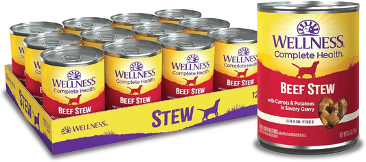 Wellness Complete Health Thick & Chunky Natural Grain Free Canned Wet Dog Food, Beef Stew