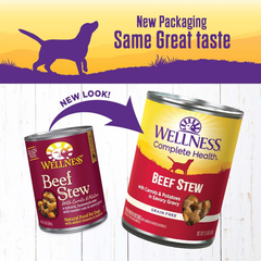 Wellness Complete Health Thick & Chunky Natural Grain Free Canned Wet Dog Food, Beef Stew