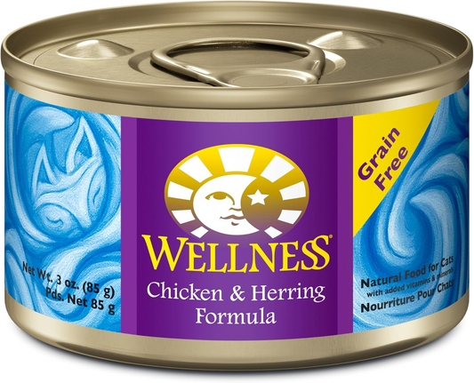 Wellness Complete Health Natural Canned Grain Free Wet Cat Food, Chicken & Herring Pate