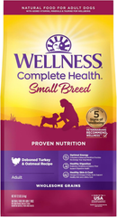 Wellness Complete Health Small Breed Adult Dry Dog Food with Grains and Real Turkey, Natural Ingredients, Omega Fatty Acids, and Probiotics, Made in USA