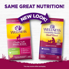 Wellness Complete Health Small Breed Adult Dry Dog Food with Grains and Real Turkey, Natural Ingredients, Omega Fatty Acids, and Probiotics, Made in USA