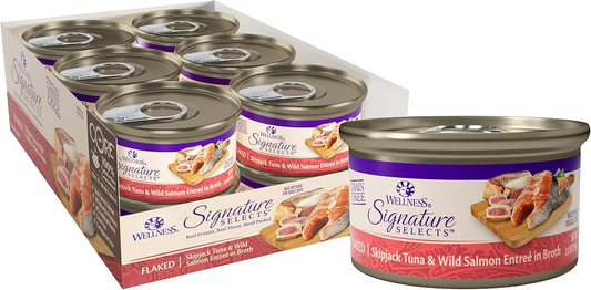 Wellness CORE Signature Selects Flaked Adult Wet Cat Food, Natural, Protein-Rich, Grain Free (Skipjack Tuna & Wild Salmon)
