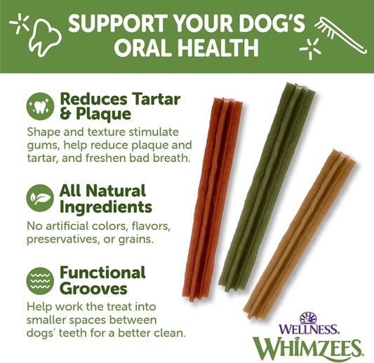 Whimzees Wellness Stix Dog Dental Treats, Natural Chews, Medium Size Stick