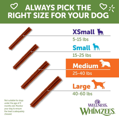 Whimzees Wellness Stix Dog Dental Treats, Natural Chews, Medium Size Stick