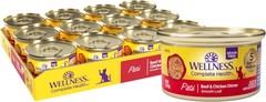 Wellness Complete Health Pate Adult Wet Cat Food, Natural, Protein-Rich, Grain Free (Beef & Chicken)