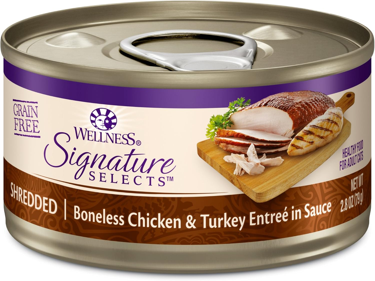 Wellness CORE Signature Selects Shredded Adult Wet Cat Food, Natural, Protein-Rich, Grain Free (Chicken & Turkey)