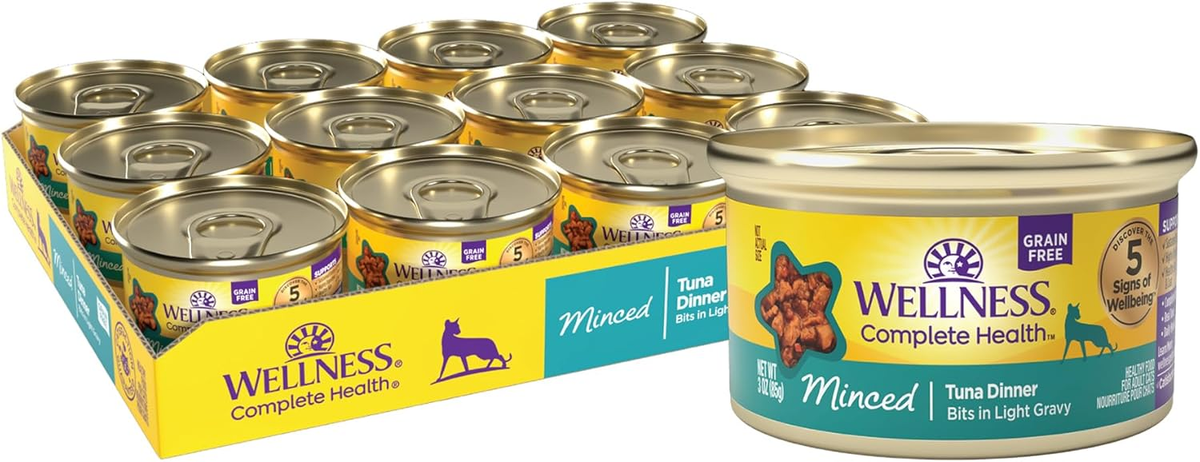 Wellness Complete Health Minced Adult Wet Cat Food, Natural, Protein-Rich, Grain Free(Tuna Entrée)