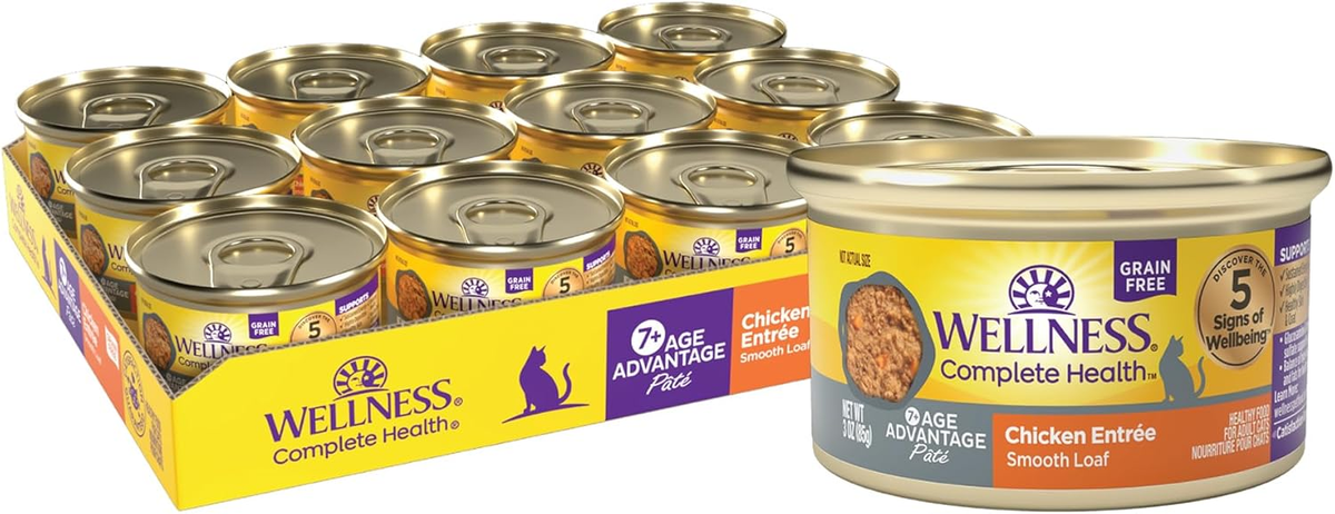 Wellness Complete Health Pate Senior Wet Cat Food, Natural, Protein-Rich, Grain Free (Chicken Age Advantage)