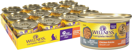 Wellness Complete Health Pate Senior Wet Cat Food, Natural, Protein-Rich, Grain Free (Chicken Age Advantage)