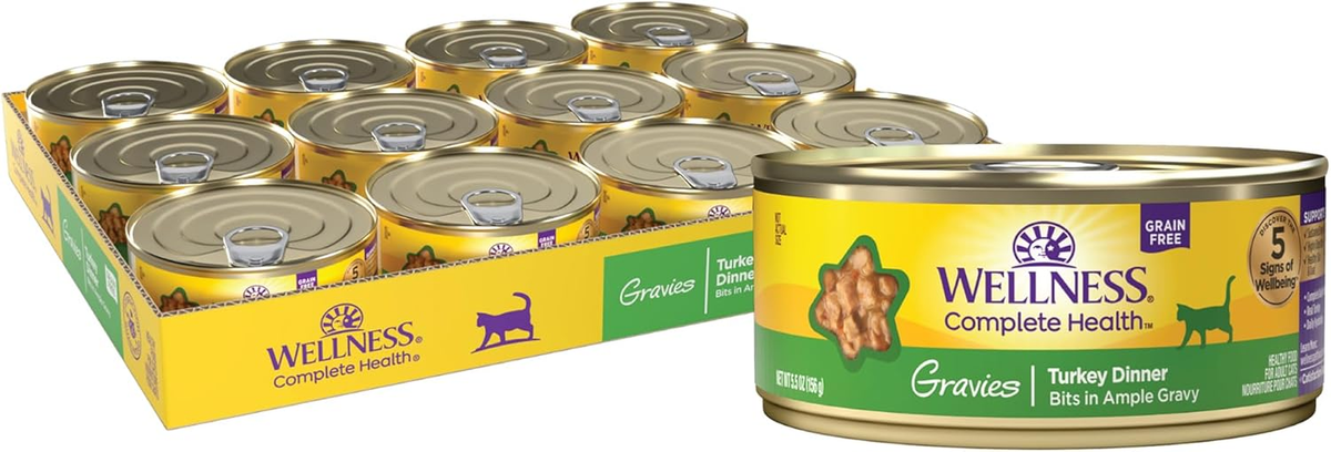Wellness Complete Health Gravy Adult Wet Cat Food, Natural, Protein-Rich, Grain Free (Turkey Dinner)
