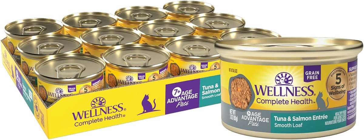 Wellness Complete Health Pate Senior Wet Cat Food, Natural, Protein-Rich, Grain Free