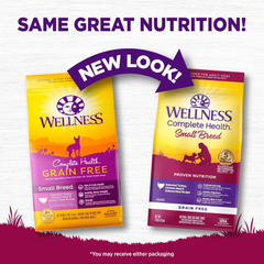 Wellness Complete Health Dry Dog Food, Small Breed, Grain Free, Natural, Turkey, Chicken, & Salmon Recipe
