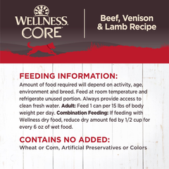 Wellness CORE Natural Wet Grain Free Canned Dog Food, Beef, Venison & Lamb
