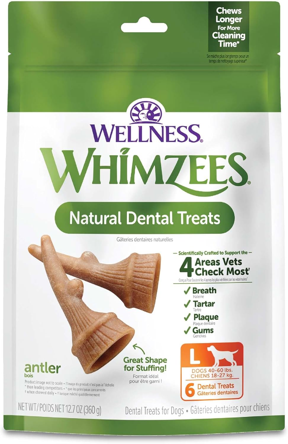 Whimzees Wellness Occupy Dog Dental Treats, Natural Chews, Large Size