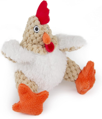 goDog Checkers Just For Me Fat Rooster Squeaky Plush Dog Toy, Chew Guard Technology - White