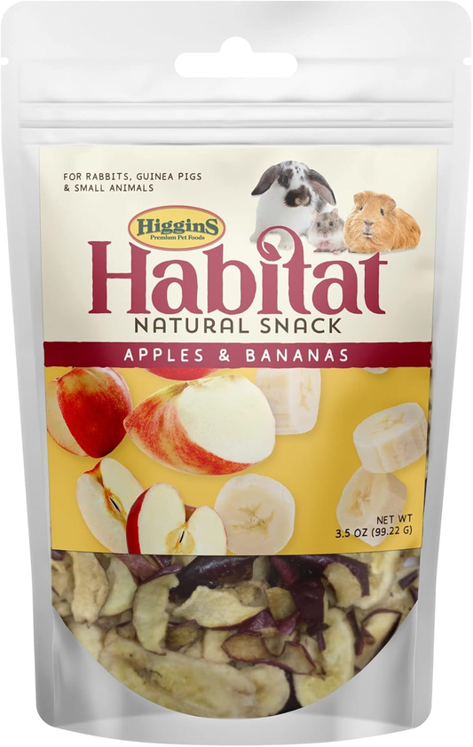 Higgins Habitat Natural Snacks Apples & Bananas for Rabbits & Small Animals – 3.5 oz