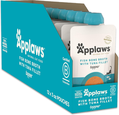 Applaws Natural Fish Bone Broth with Tuna Fillet Cat Food Spout Pouch 12 / 3 oz