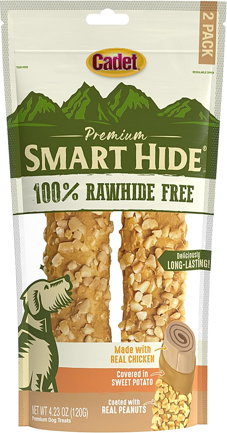 Cadet Smart Hide Rawhide Free Dog Treats – Peanut Coated