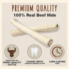 Cadet Premium Grade Beef Hide, Long-Lasting Rawhide Rolls, Single-Ingredient Dog Chews for Large Breeds