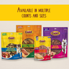 Cadet Gourmet Duck Breast Jerky Dog Treats, Healthy, Long-Lasting High-Protein Training Treats for Small & Large Dogs