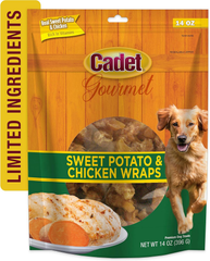 Cadet Gourmet Sweet Potato & Chicken Wraps Limited-Ingredient Dog Chews, Healthy and Natural Training Treats for Small and Large Dogs