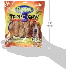 Cadet Gourmet Triple Chews Long-Lasting Pork Hide Sticks with Sweet Potato and Chicken, Healthy Dog Treats for Small & Large Dogs