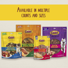 Cadet Gourmet Triple Chews Long-Lasting Pork Hide Sticks with Sweet Potato and Chicken, Healthy Dog Treats for Small & Large Dogs